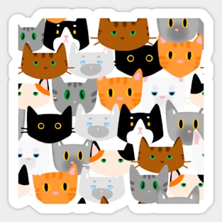 Cute Cats Pattern Calico,Tabby,Tuxedo,Ginger and Others Sticker